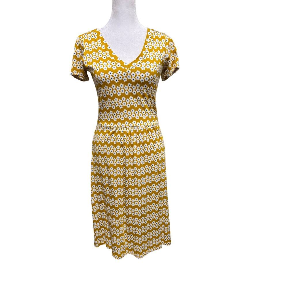 Boden • Penelope Jersey Dress mustard yellow Dijon Daisy Stripe midi Size 6 NWOT - Picture 1 of 7